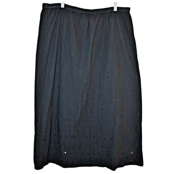 Addition Elle Vintage Crinkle Broomstick Skirt Plus 20 Lagenlook Black Sequin - Picture 1 of 6